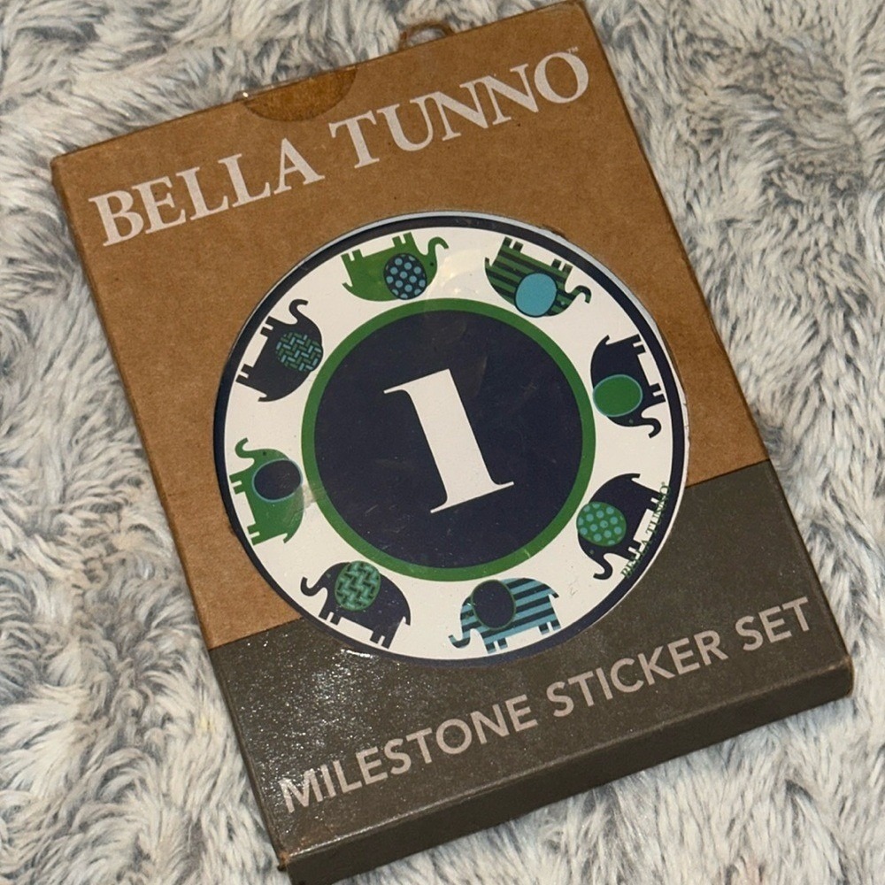 Bella Tunno Prep Boy Milestone Sticker Set Blue Green Elephant MS01B New